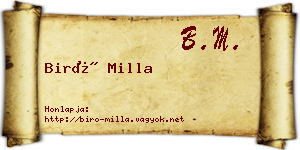 Biró Milla névjegykártya