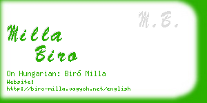 milla biro business card
